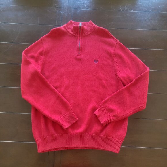 Men's Chaps 1/4 zip tight woven knit red sweater L - Picture 3 of 3